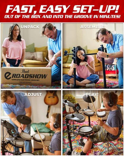 Pearl Roadshow Drum Set 5-Piece Complete Kit with Cymbals and Stands, Jet Black (RS525SC/C31)