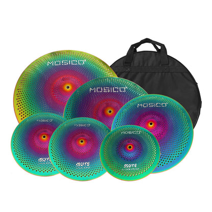 Low Volume Cymbal Pack Mute Set 14'Hihats+16"Crash+18'Crash+20"Ride 5 Pieces Silver Drummer Practice Quiet Cymbal for Drum Set