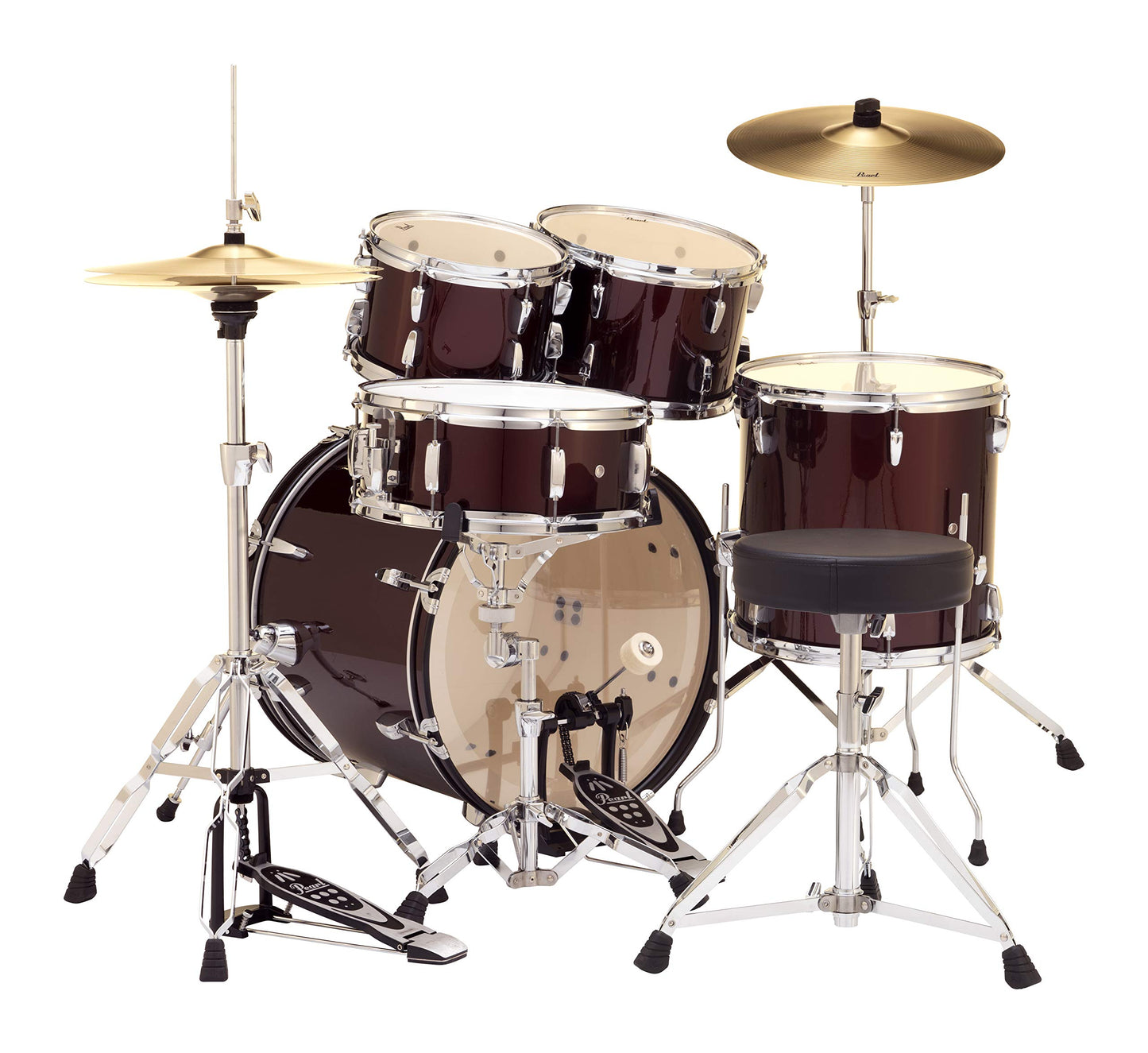Pearl Roadshow Drum Set 5-Piece Complete Kit with Cymbals and Stands, Jet Black (RS525SC/C31)