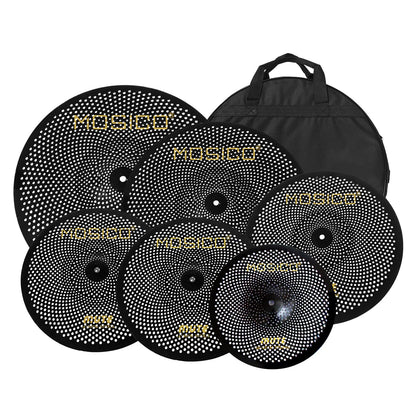 Low Volume Cymbal Pack Mute Set 14'Hihats+16"Crash+18'Crash+20"Ride 5 Pieces Silver Drummer Practice Quiet Cymbal for Drum Set