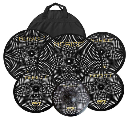 Low Volume Cymbal Pack Mute Set 14'Hihats+16"Crash+18'Crash+20"Ride 5 Pieces Silver Drummer Practice Quiet Cymbal for Drum Set