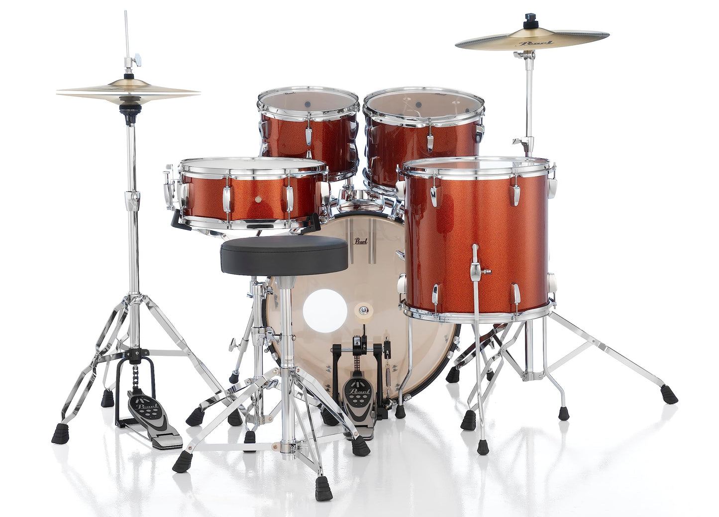 Pearl Roadshow Drum Set 5-Piece Complete Kit with Cymbals and Stands, Jet Black (RS525SC/C31)