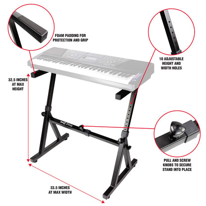RockJam Xfinity Heavy-Duty, Double-X, Pre-Assembled, Infinitely Adjustable Piano Keyboard Stand with Locking Straps