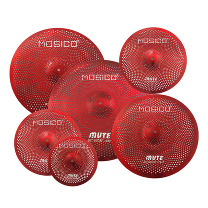 Low Volume Cymbal Pack Mute Set 14'Hihats+16"Crash+18'Crash+20"Ride 5 Pieces Silver Drummer Practice Quiet Cymbal for Drum Set