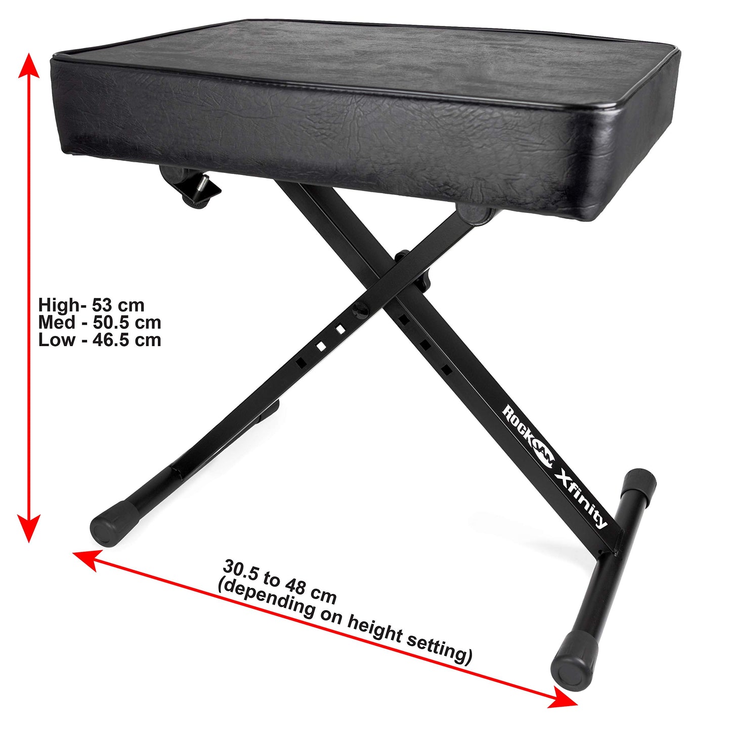 RockJam Premium Adjustable Padded Keyboard Bench or Piano Stool with Lessons.