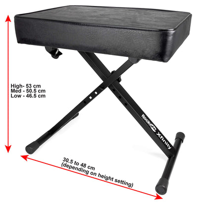 RockJam Premium Adjustable Padded Keyboard Bench or Piano Stool with Lessons.