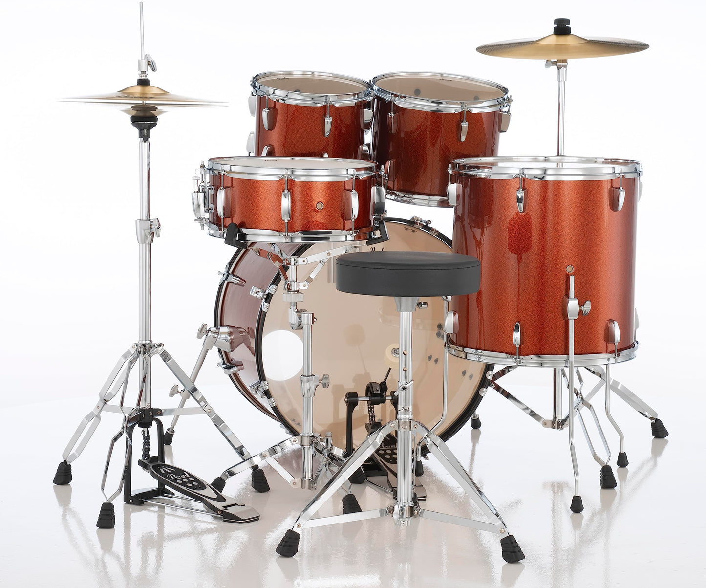 Pearl Roadshow Drum Set 5-Piece Complete Kit with Cymbals and Stands, Jet Black (RS525SC/C31)